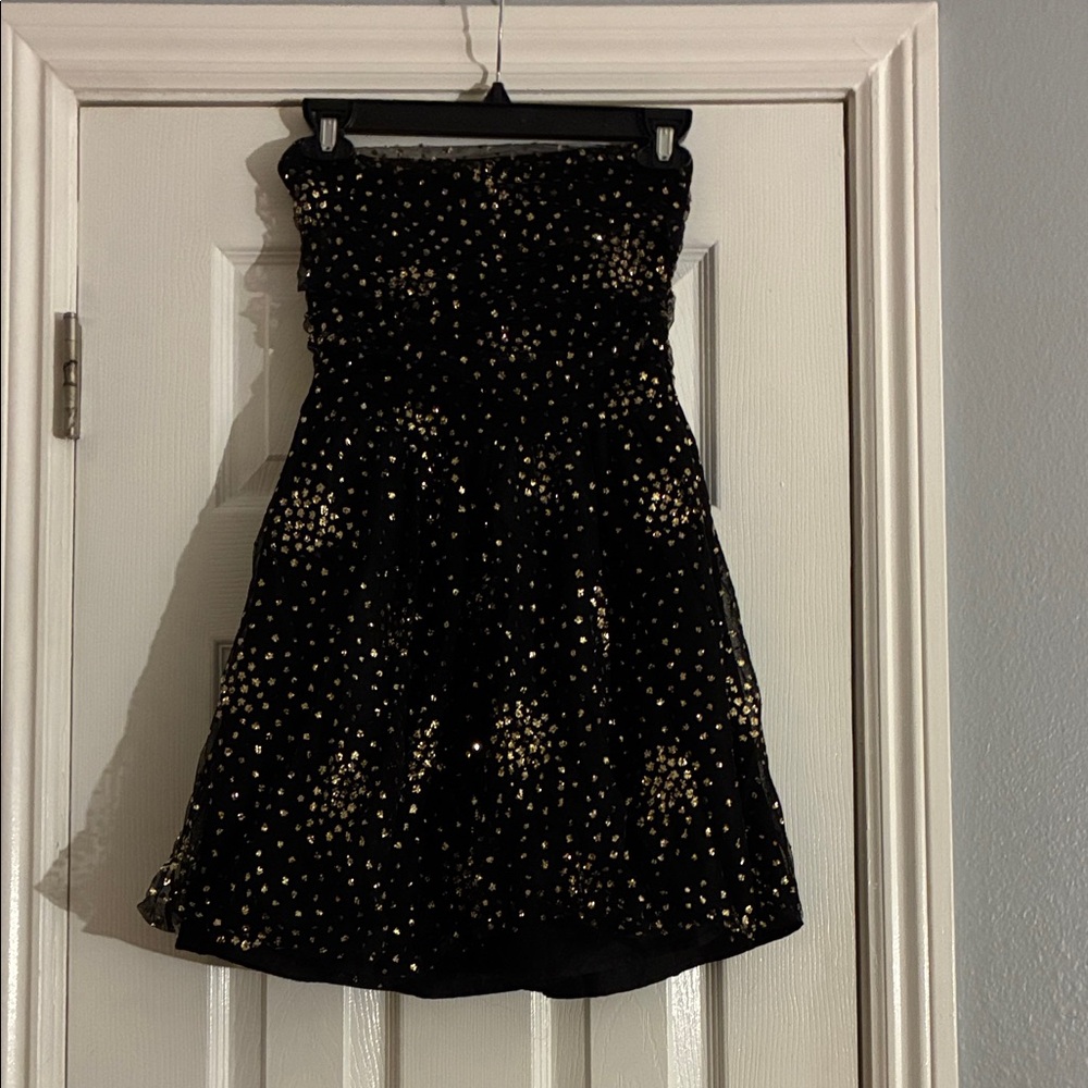 Forever 21 Black and Gold Strapless Dress